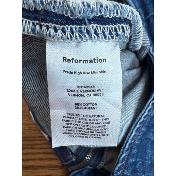 Reformation Womens Salinas‎ Blue Freda High Rise Denim Mini Skirt Size 26 Spring - Picture 6 of 9